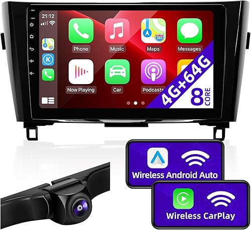 Miniatura 7 de CGOGC Android 11 Car Radio Compatible with Android Auto Wireless Carplay for Nissan Rogue X-Trail Qashqai 2014-2018 8core 1280X720 Touchscreen