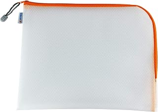 HERMA Dokumententasche A4 mit Reißverschluss, große wasserdichte Reißverschlusstasche, verschließbare Dokumentenmappe aus Kunstoff mit Zipper, halb-transparent, 36 x 28 cm, orange
