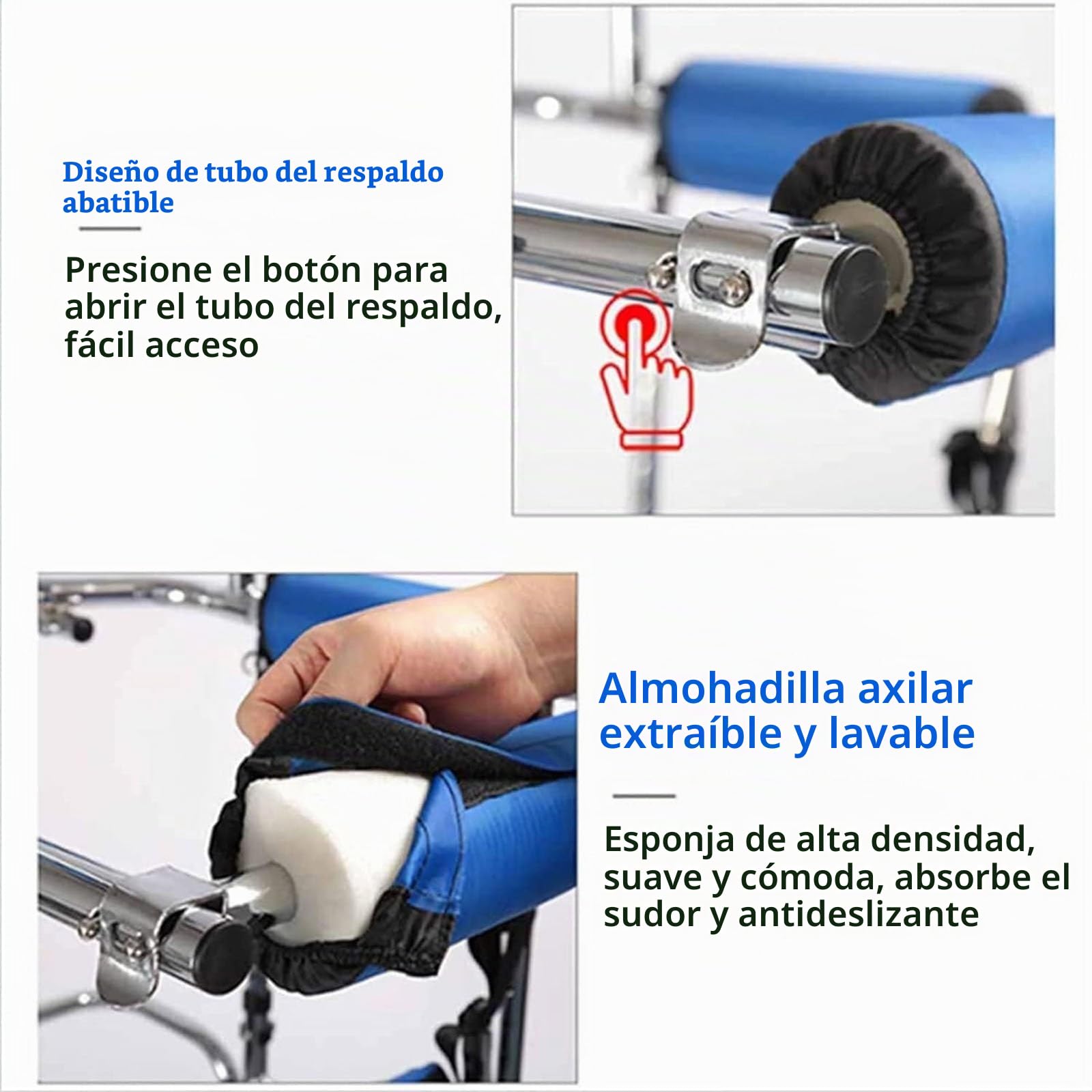 Andador plegable, con asiento, Bipedestador de Rehabilitación Ajustable con 8 Ruedas, Ayuda a la Movilidad para Caminar Ligero, Rollator Médico para Ancianos, Discapacitados