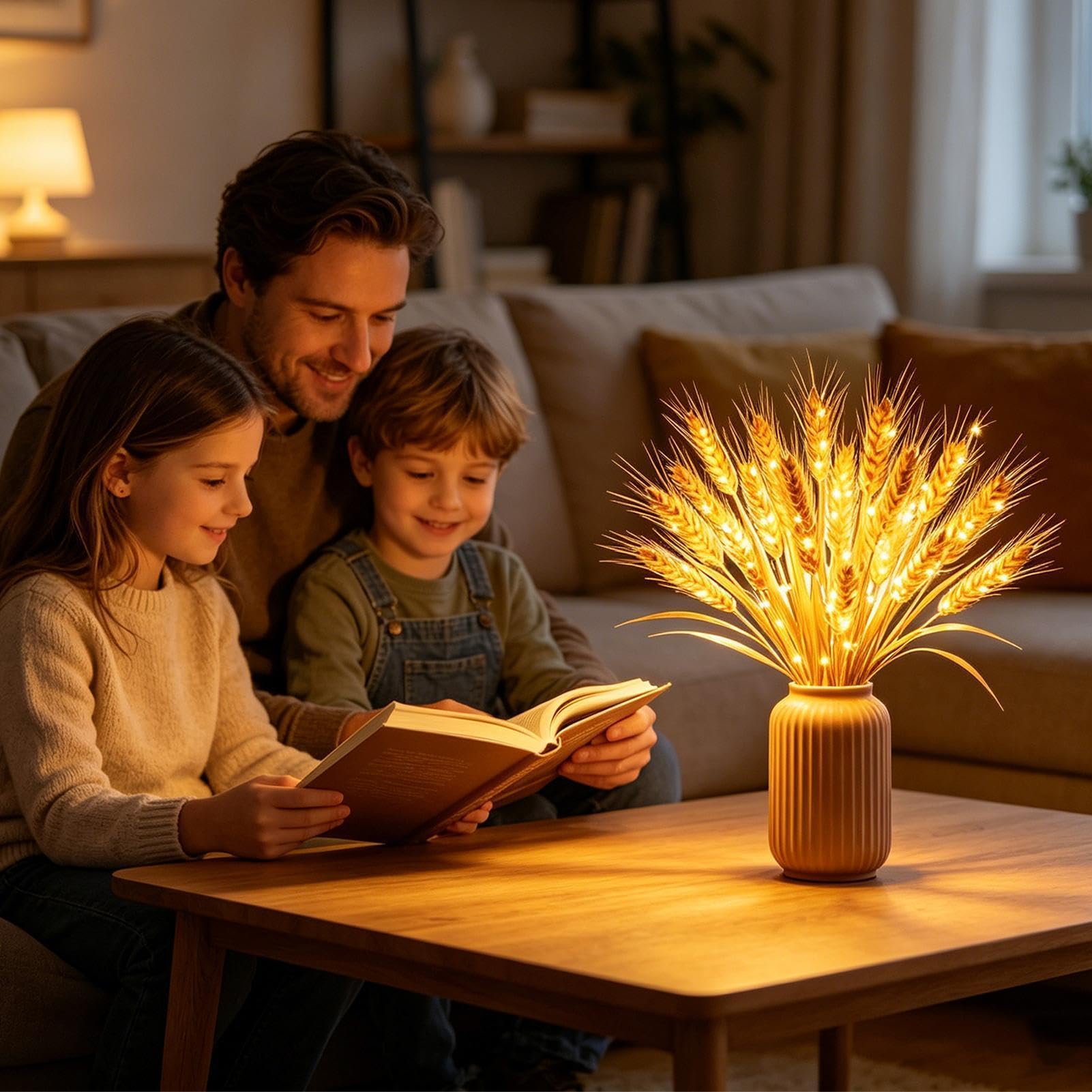 Lampka nocna stołowa przy łóżku Oświetlenie Dekoracyjne Centralne W Temacie | Lampka LED z kłosami pszenicy do jadalni biurka domu półki gabinetu pokoju dziecięcego kawiarni baru styl