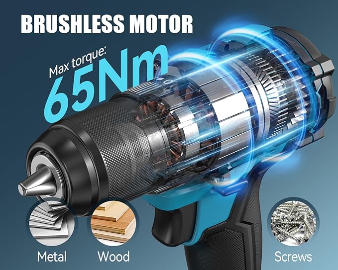 Taladro Inalámbrico Tilswall 20V, 65N.m, 2 Velocidades, Con Batería y Cargador miniatura 3