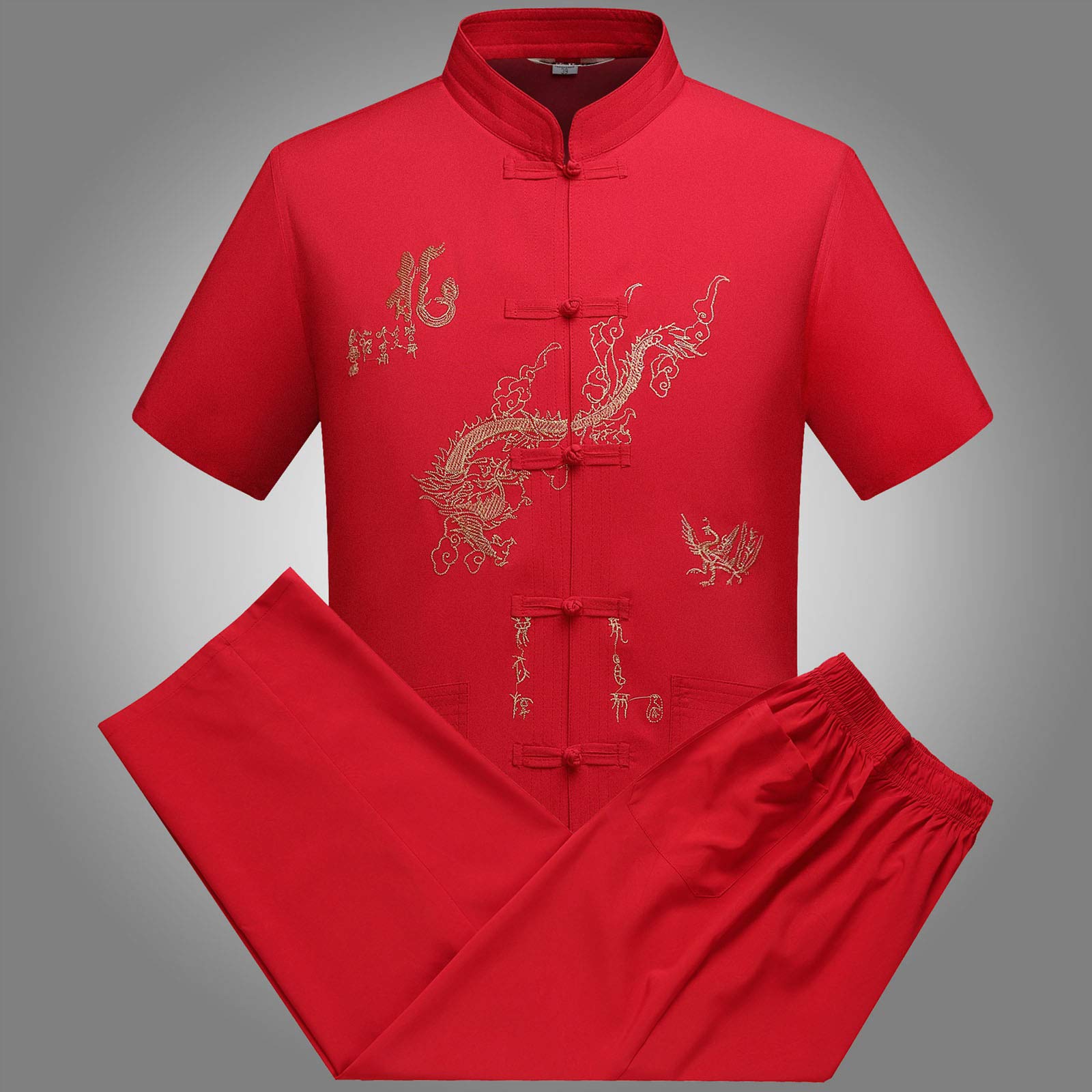 Chinois Vêtements Costume Tang - Traditionnel China Ancient Costume Arts Martiaux Tangzhuang Kung Fu Manche Longue/Manche Courte Veste Suits Chemise Outfit Uniforme pour Hommes