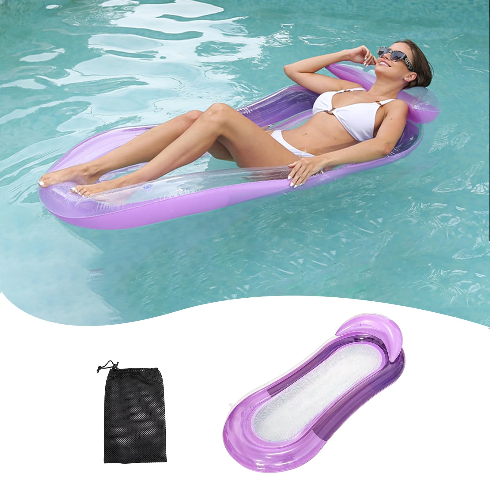 YFFFOVSSS Pool Float Lounger Adult, Float Hammock, Inflatable Water Raft, Swimming Air Sofa for Summer Pool Party Fun