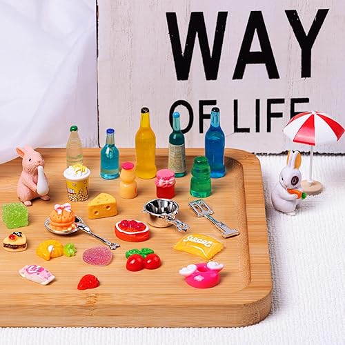 Miniatura 2 de 160 piezas de mini juguetes de comida, botellas de bebidas de alimentos en miniatura para la cocina de muñecas, juego de simulación, cocina de