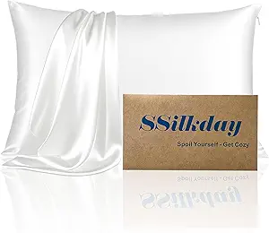 Mulberry Silk Pillow Cases with Zipper, Ultra Smooth Soft Breathable Cooling Pillow Cases for Hot Sleepers, Silk Satin Pillowcase for Hair and Skin, Gifts for Women (Cream White, King Size, 1 Pack)