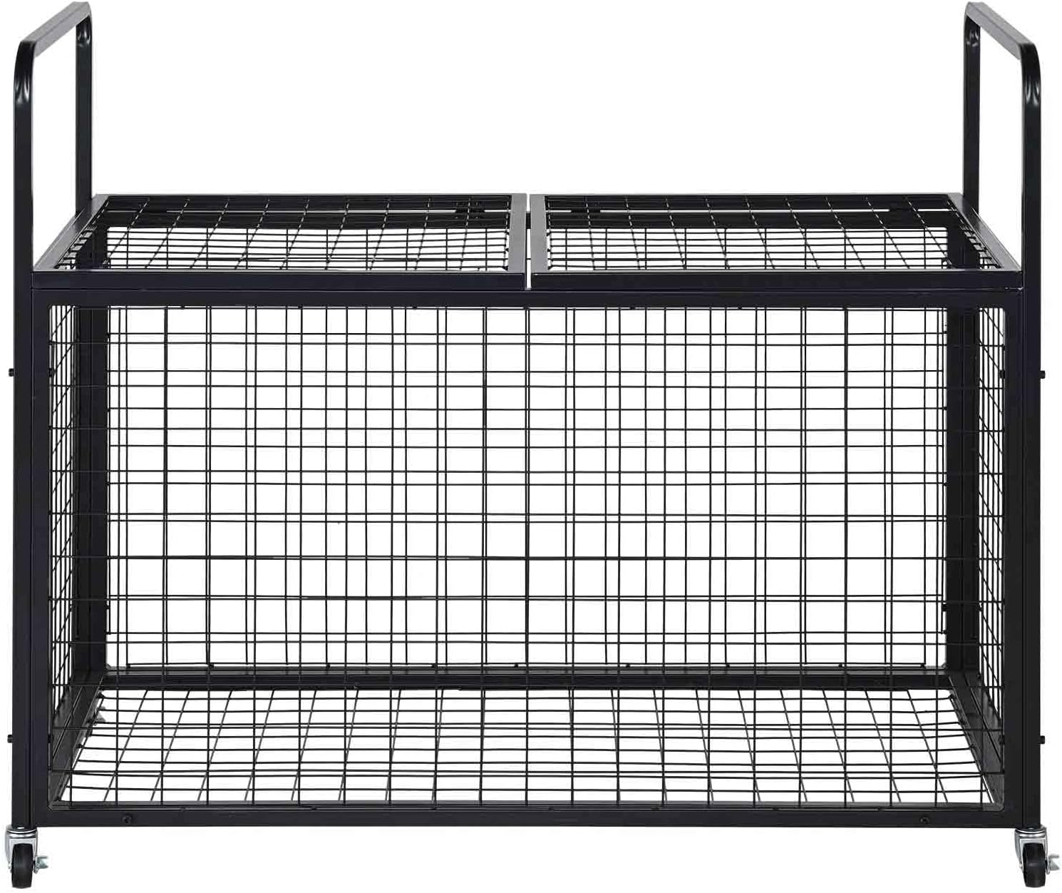 Rolling Sports Ball Storage Cart with Lockable Double Lids, Heavy-Duty Basketball Storage Rack, Indoor/Outdoor Basketball Storage Box, Gym/Garage/School Sports Equipment Holder Organizer