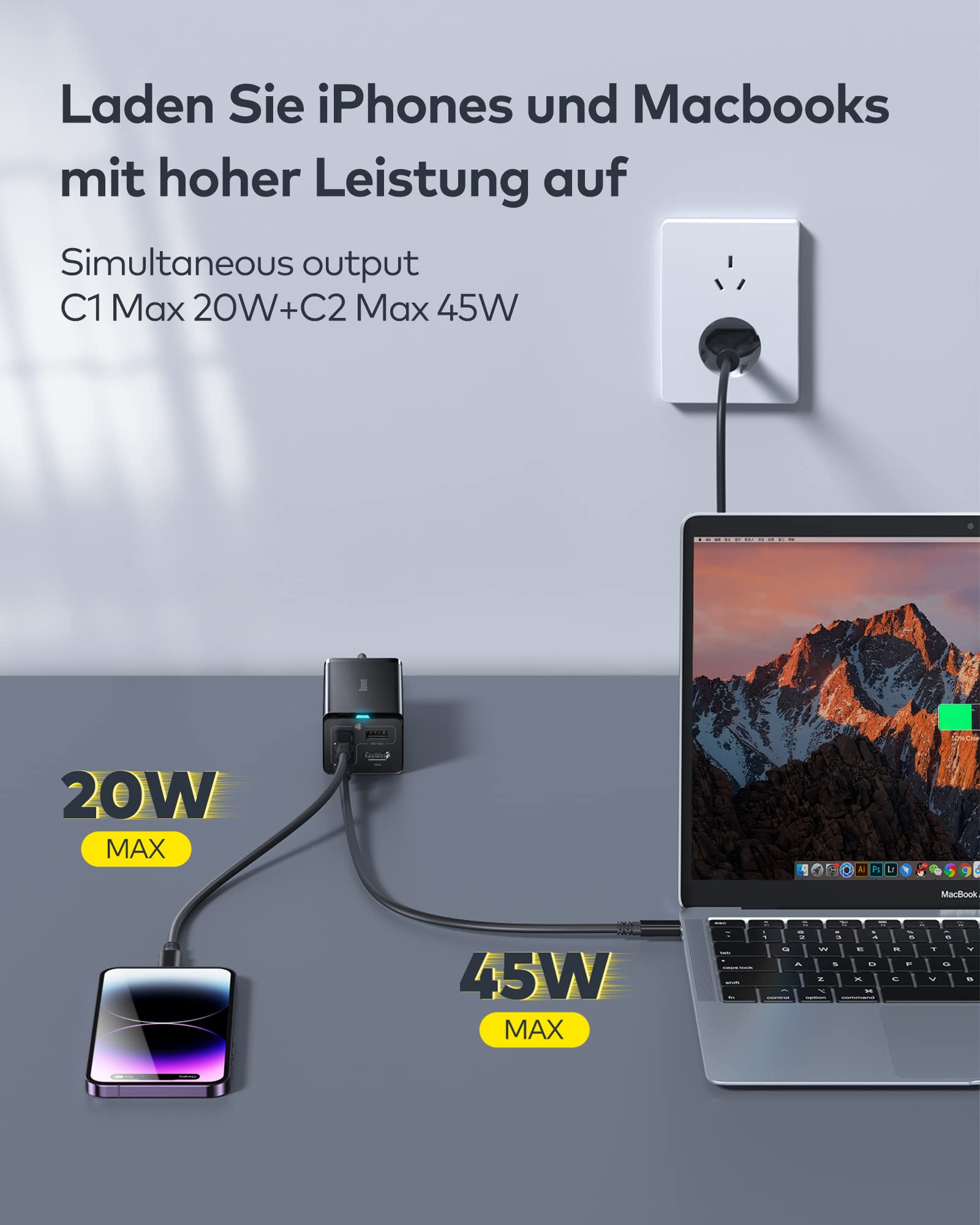 Baseus 67W Estación de Carga USB-C GaN5 para Steam Deck, Nintendo Switch, Mac-Book y Samsung Galaxy con 2 Puertos USB-C y 1 Puerto HDMI