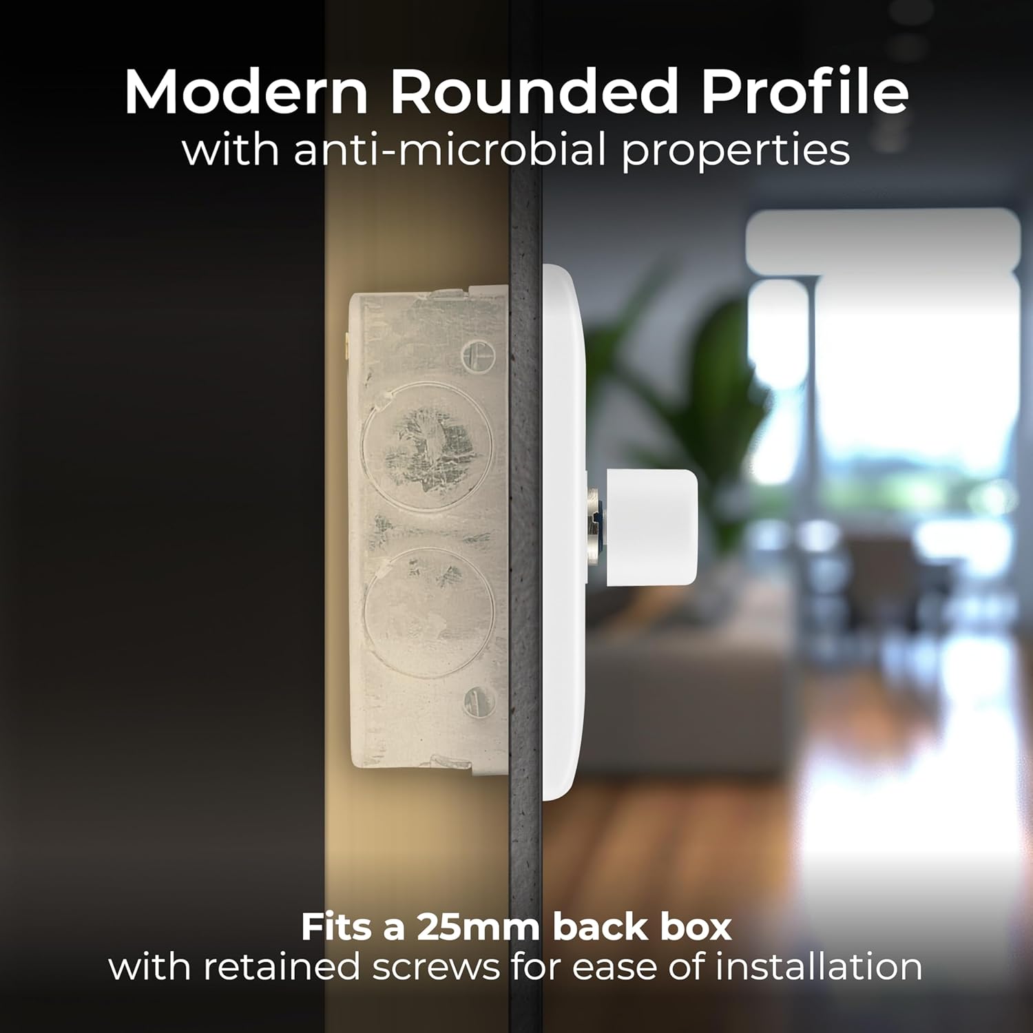 BG Electrical 882P-01 Dimmer Switch side view showing fit into 25mm back box
