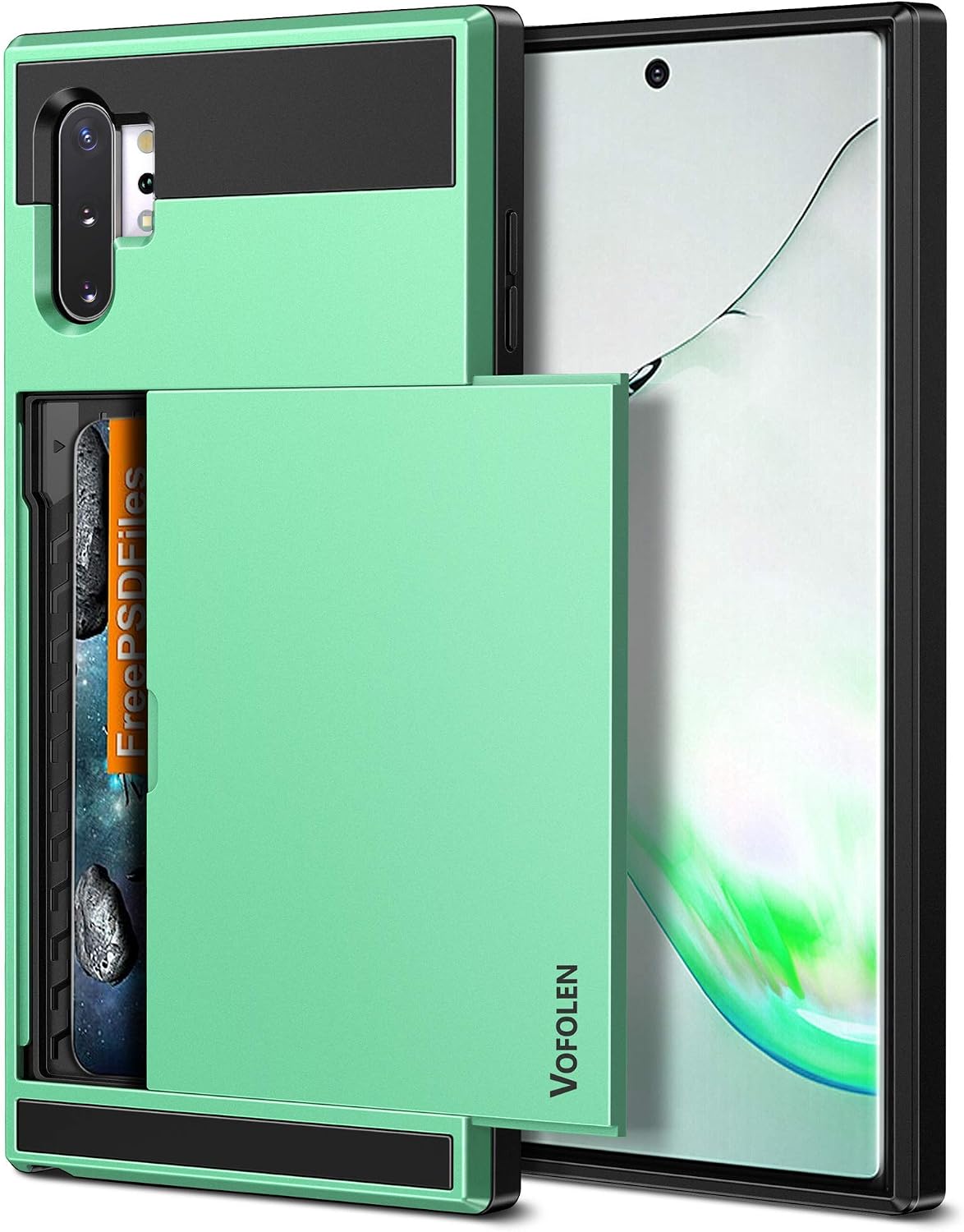 Vofolen Case for Galaxy Note 10 Plus Case Note 10+ Wallet Cover Card Holder ID Slot Sliding Hidden Pocket Dual Layer Rugged Bumper Armor Protective Hard Shell for Samsung Galaxy Note 10 Plus Mint