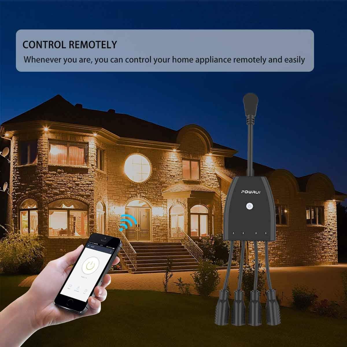 Hоttеѕt Sаlеѕ Outdoor Smart Plug, Surge Protector, POWRUI Smart Power Strip with 4-Outlet Extender, Remote Control, Timer, Weatherproof for Indoor and Outdoor Use, Compatible with Alexa, Google Assistant and IFTT