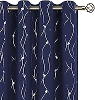 Vista 301 de BGment Room Darkening Curtains 95 Inches Long, Grommet Thermal Insulated Blackout Curtains with Wave Line and Dots Printed for Bedroom, 2 Panels