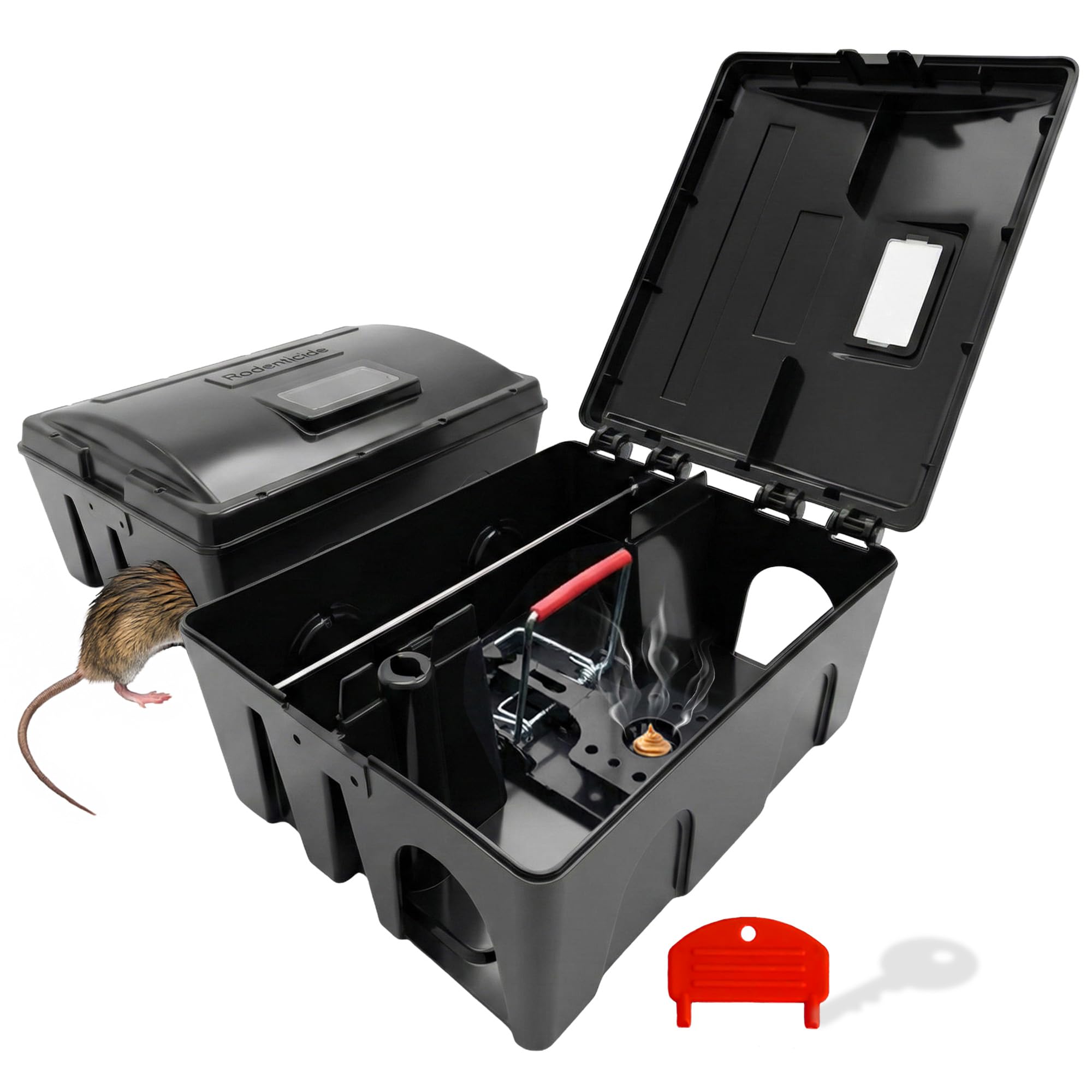 ROSHIELD 2 x External Rat Snap Trap Control Protector Box - Rodent Safety Kit for Gardens, No Poison Solution - Green Professional Quality