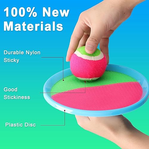 Miniatura 2 de Tyxywmm Juego de pelotas de juego para lanzar y atrapar, 6 raquetas y 3 bolas, juego para exteriores, juegos para niños, juguetes para exteriores y