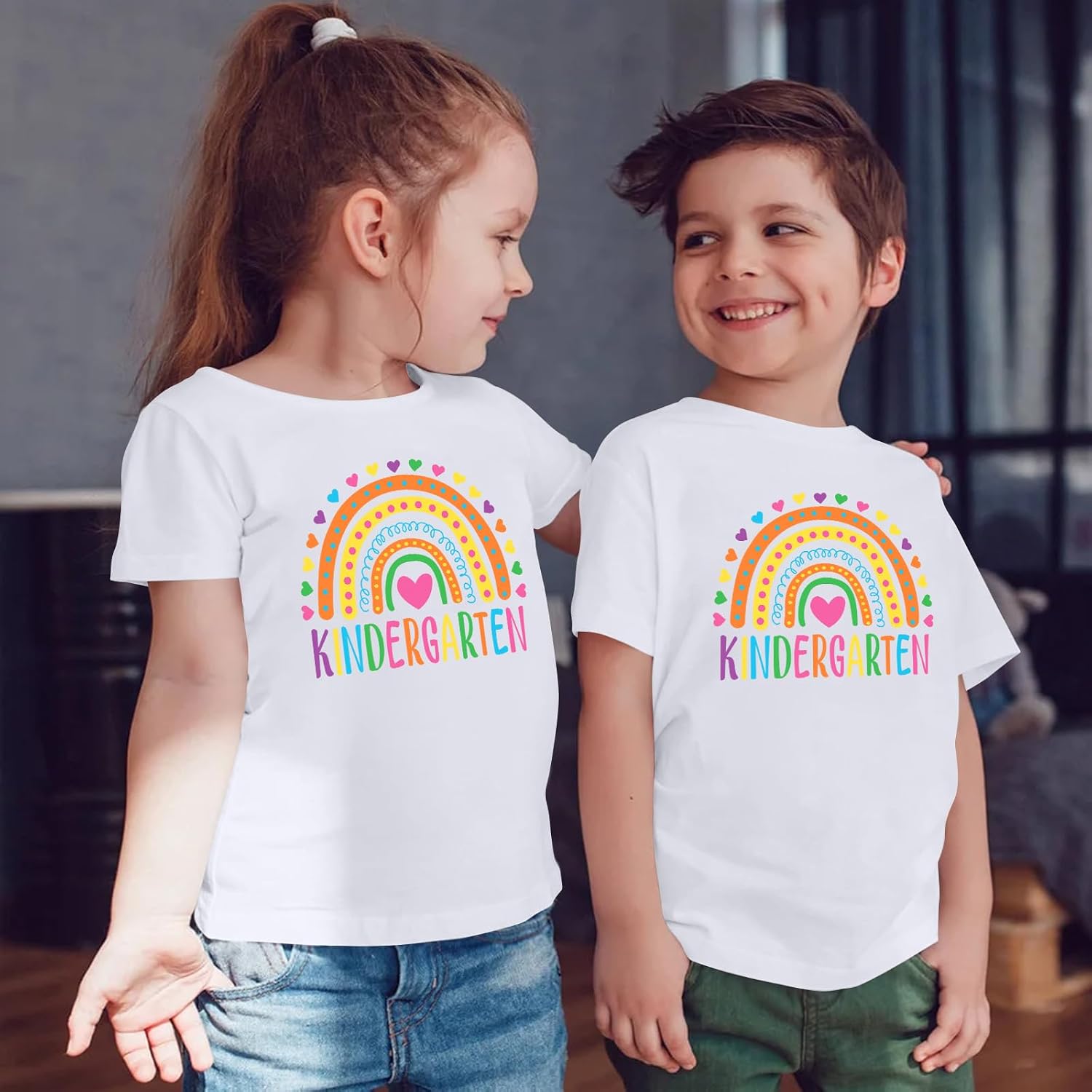 CAZYCHILD Toddler Kindergarten Shirt Boys Girls Retro Rainbow Graduation T-Shirt First Day of School Gift Tee Tops