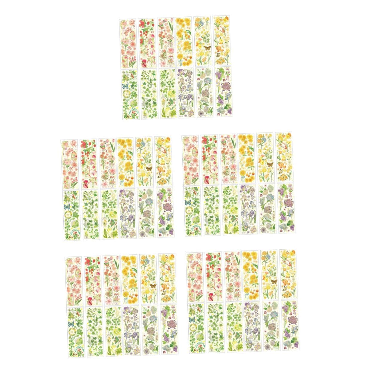 NUOBESTY 5pezzi Adesivi Floreali Retro Per Scrapbook e Decorazioni Pacchi Di Stickers Autoadesivi Pet Decorazioni Versatili Per Laptop Libri e Mobili Facile Applicazione Materiale Durevole