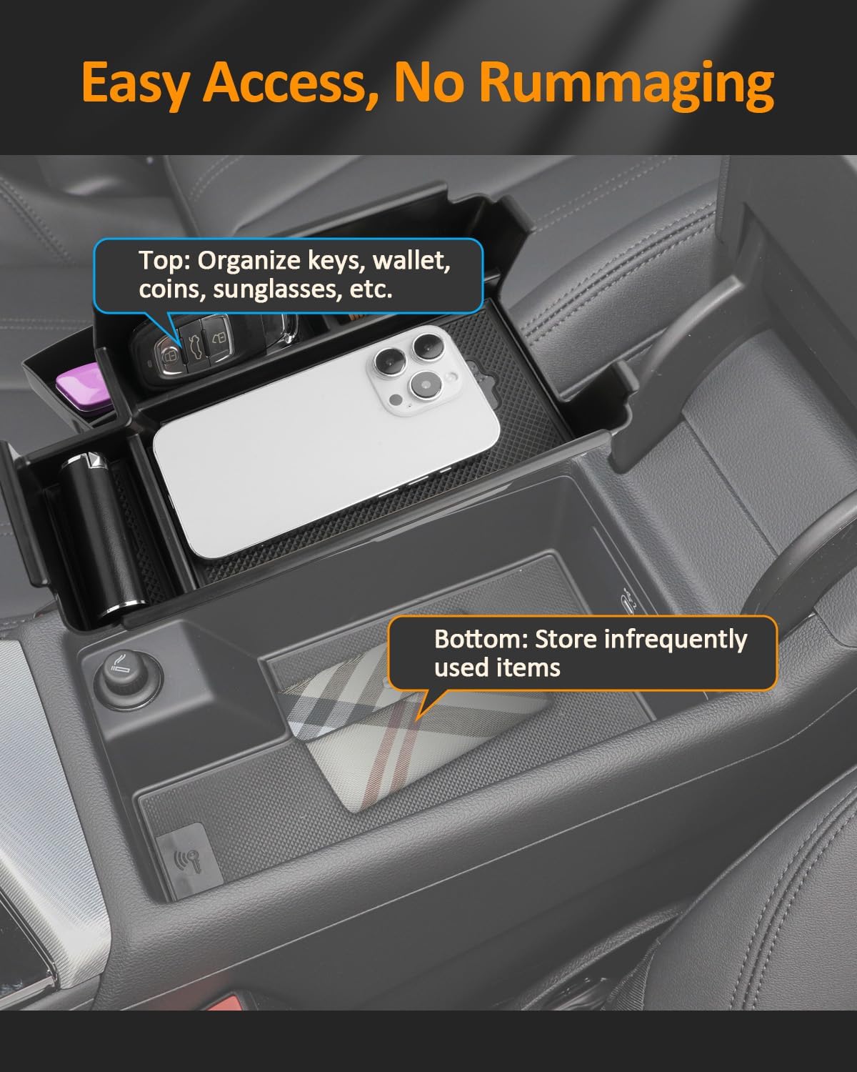 CDEFG for Audi A4 2017-2025 Accessories Center Console Organizer Tray A4 (Premium, Premium Plus, Prestige) Armrest Storage Middle Console Insert 2017-2019 2020 2021 2022 2023 2024 2025 image 4