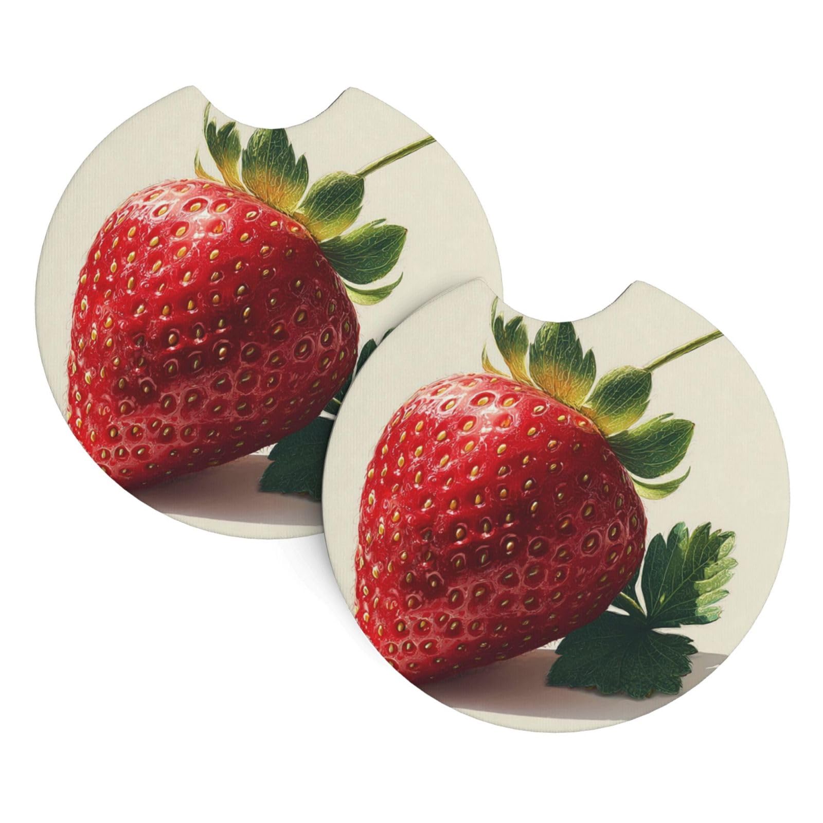 Xopekvlawm Strawberry 2 Pack Car Cup Holder Coasters 2.7 Inch Universal Anti-Slip Shockproof Car Cup Holder Insert Car Coasters Drink Coasters Cup Holder Coasters For Car Accessories