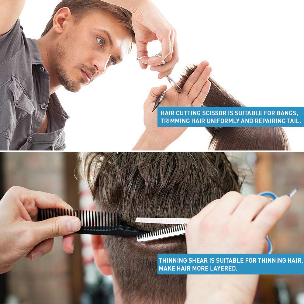Hair Cutting Scissors Kit 11pcs for Women Men Kids Barber Scissors Kit Haircut Set Hair Scissors Professional Thinning Shears with Cape Neck Brush : Beauty & Personal Care