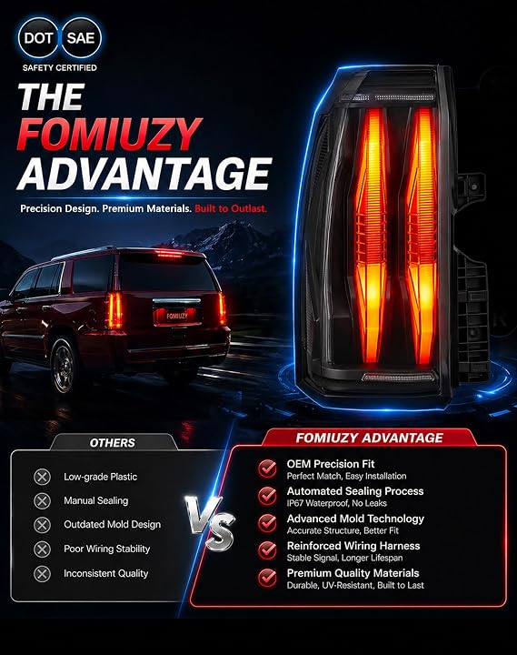 Upgrade Smoke Tail Lights Assembly Fit For GMC Yukon Yukon XL Denali 2015 2016 2017 2018 2019 2020 Rear LED Brake Turn Signal Back Taillight Left Driver Right Passenger GM2800268 GM2801268