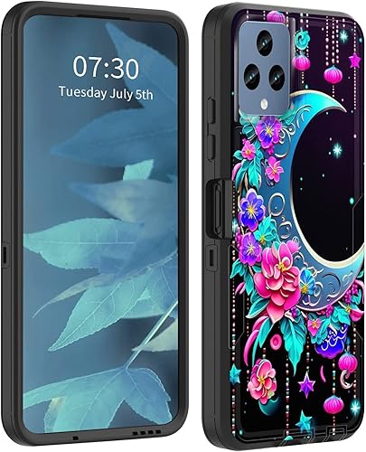 Funda para Revvl 6 5G, híbrida de doble capa (tapa a prueba de polvo integrada) (soporte magnético para automóvil) a prueba de golpes, protección