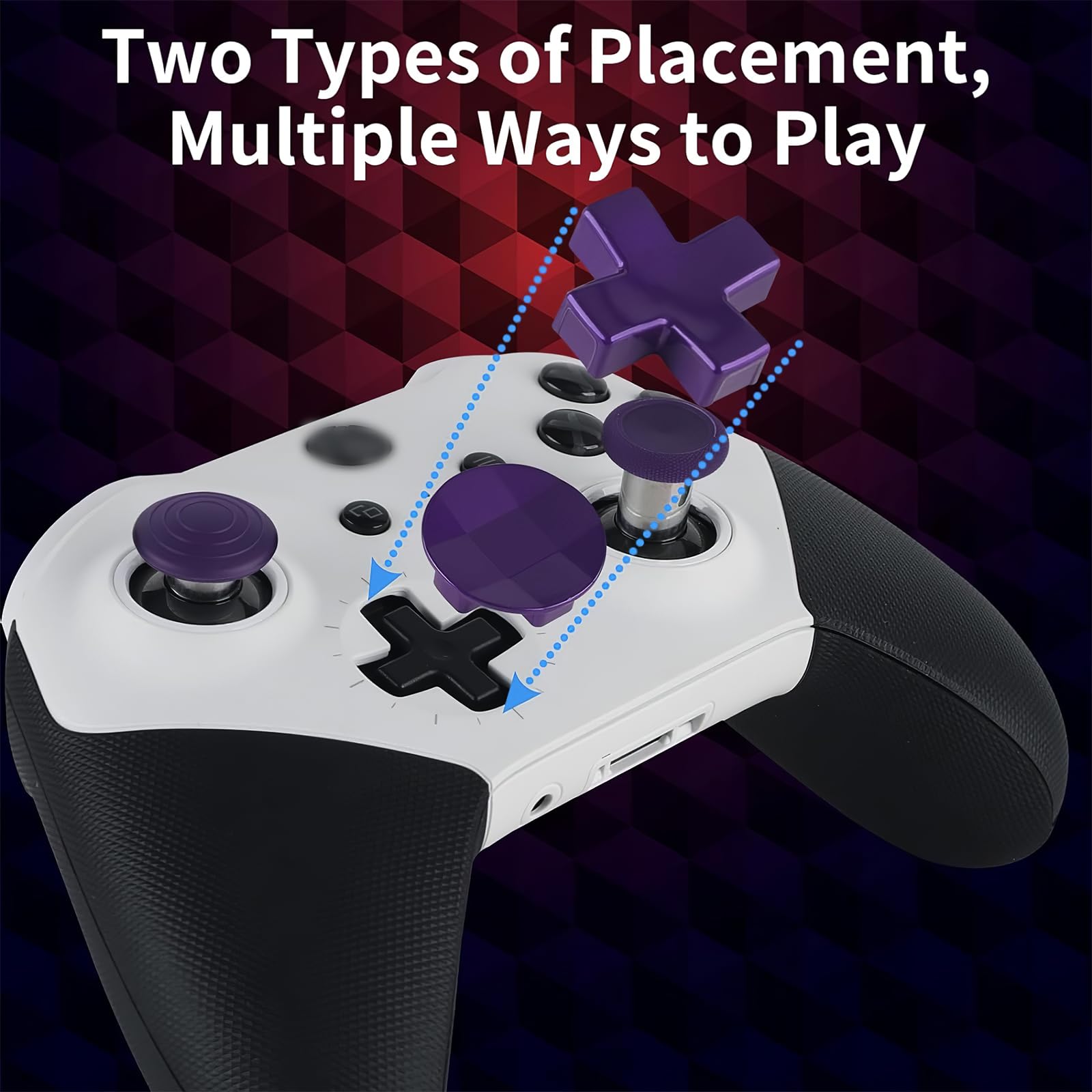 inRobert Set di Bottoni Magnetici in Metallo per Xbox Elite Controller Series 2 Accessori, Inclusi 6 Joystick di Placcatura in Metallo, 4 Paddle, 2 Cuscinetti a D, 1 Strumento di Regolazione (Viola)