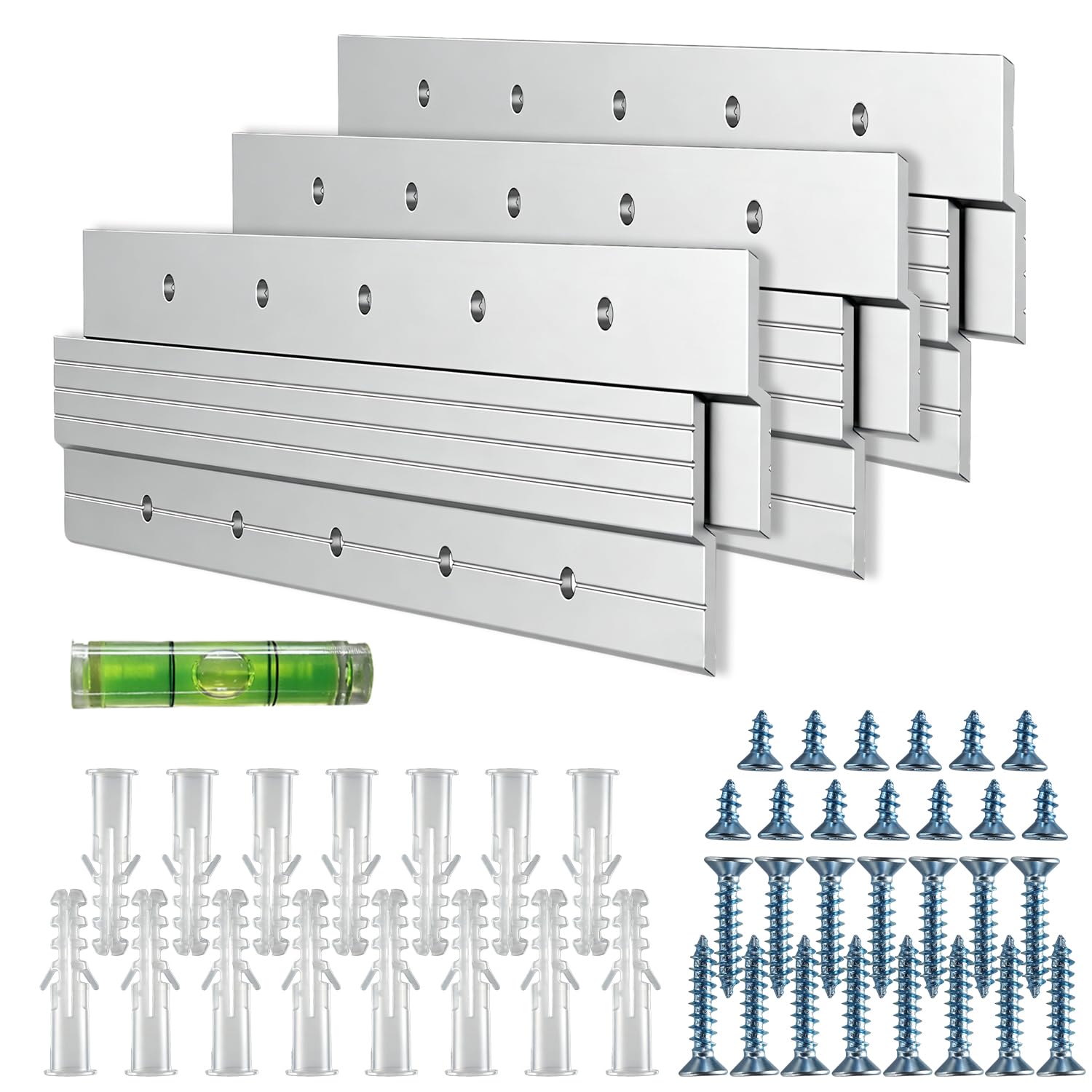 3 Pares Soportes Aleación de aluminio 30 Cm Capacidad carga de hasta 36 kg Soporte Espejo Pared con Encaje Mutuo Z Clip Gancho Z para Objetos Pesados Espejos Paneles Estanterías Marcos