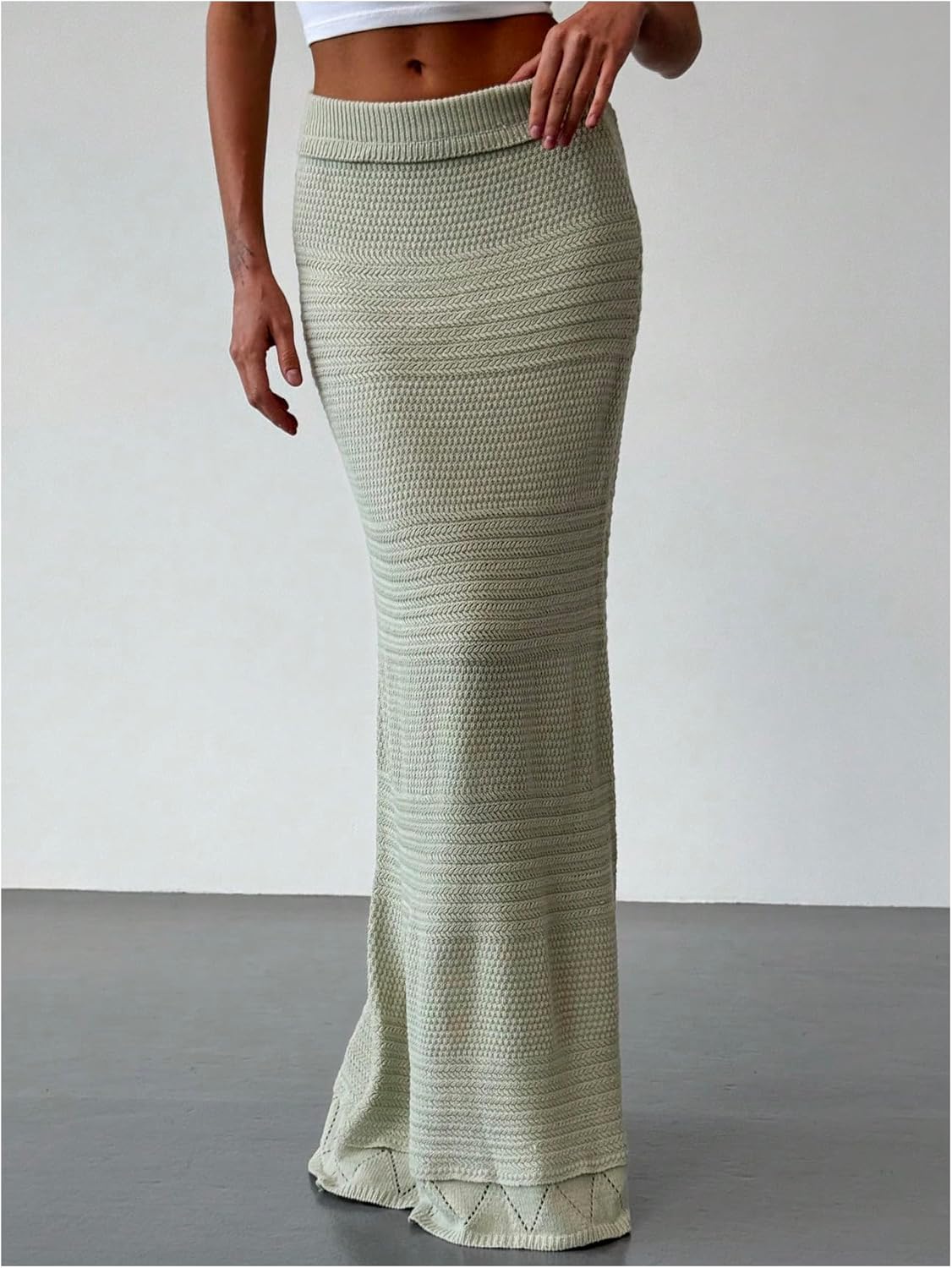 SOLY HUX Women's Maxi Skirt Elastic Low Rise Knitted Bodycon Summer Vacation Long Skirts - Image 4