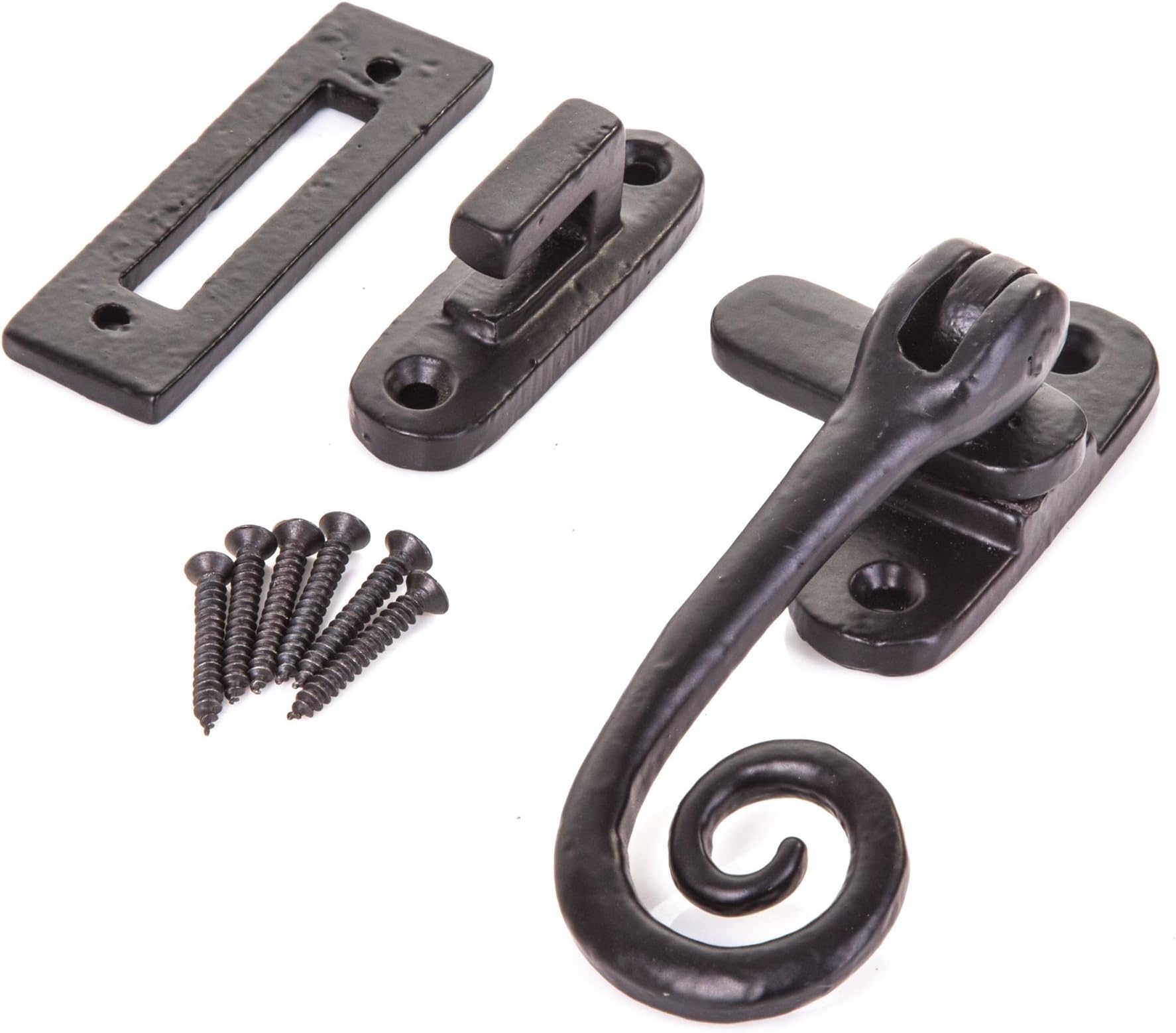Limited Black Antique Window Casement Fastener - Cast Iron Monkey Tail Mortice Latch