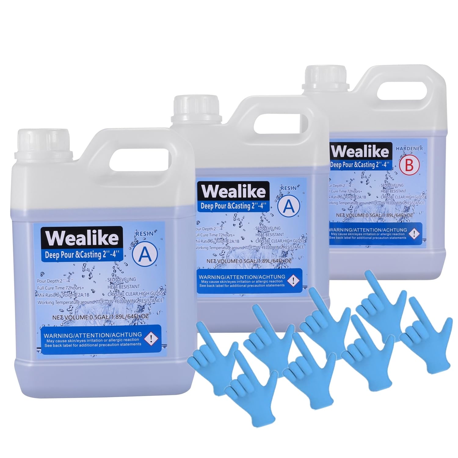 Deep Pour Epoxy Resin,Wealike Epoxy Resin Kit 1.5Gallon,Crystal Clear Casting Resin for River Tables,Deep Molds,Flower Preservation,Wood,2-4''Deep Pour (2:1 Ration)