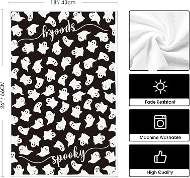 Artoid Mode Black Ghost Boo Halloween Kitchen Towels Set of 2 18x26 Inch