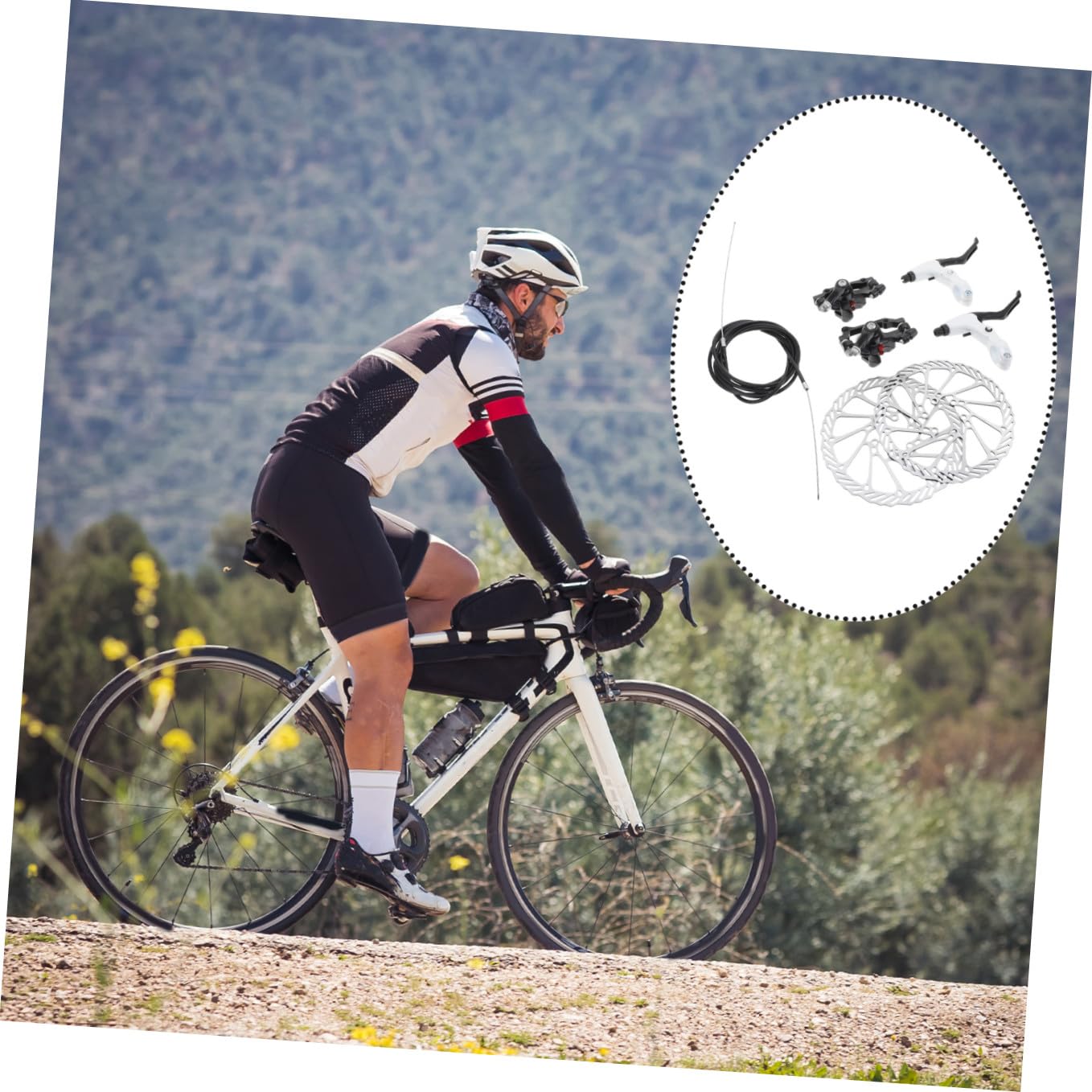 Juego de Frenos de Disco Mecánicos para Bicicleta de Montaña, Piezas Metálicas Ahuecadas de Alta Resistencia, Disipación de Calor Mejorada, Accesorio Práctico para Ciclismo