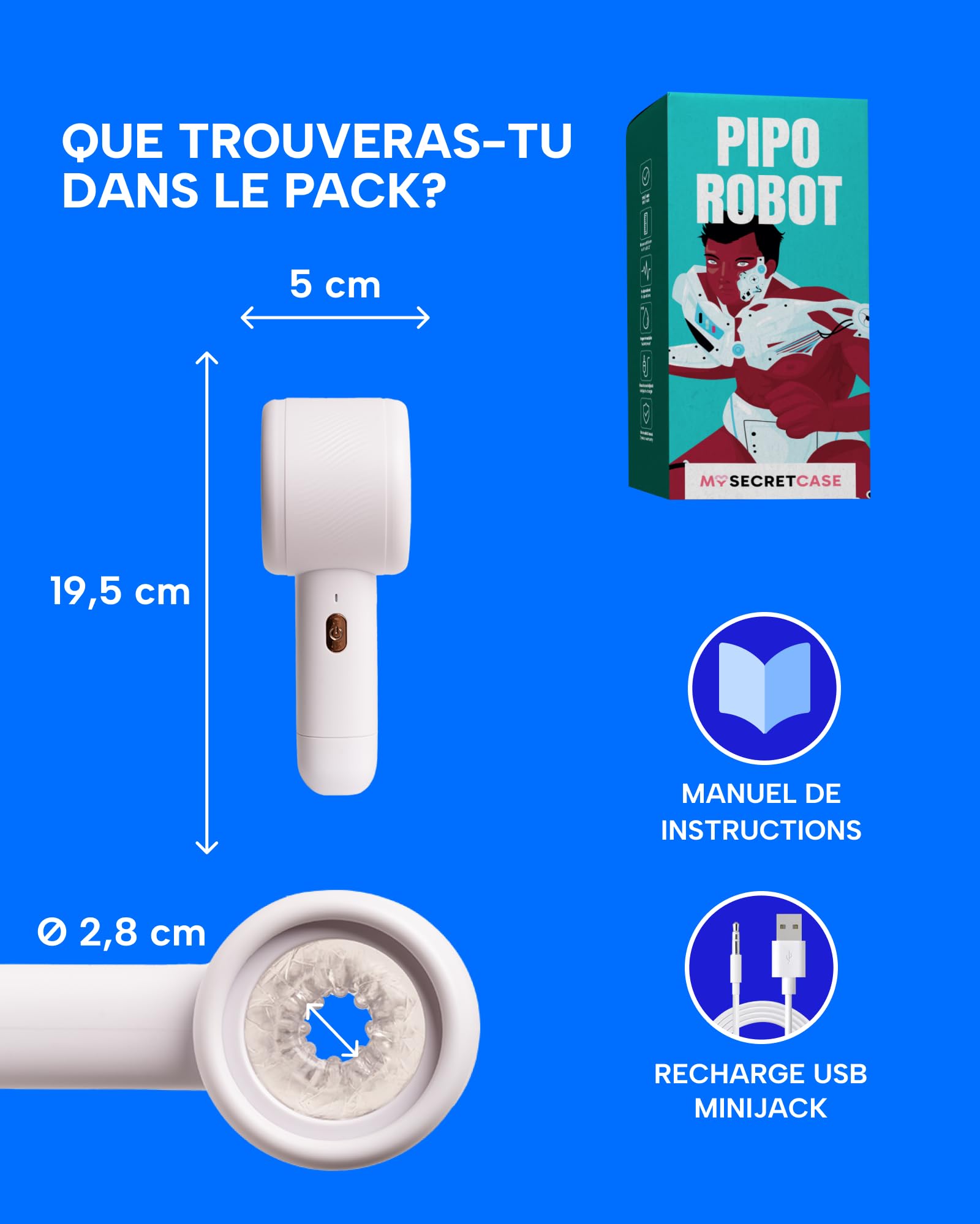 MySecretCase Masturbateur Automatique 6 Modes Stimulation Masturbâteur Homme Mains Libres Vaginette Ultra Réaliste Pour Homme USB Vibromasseurs Masculin IPX6 Jouet Adulte Sextoys