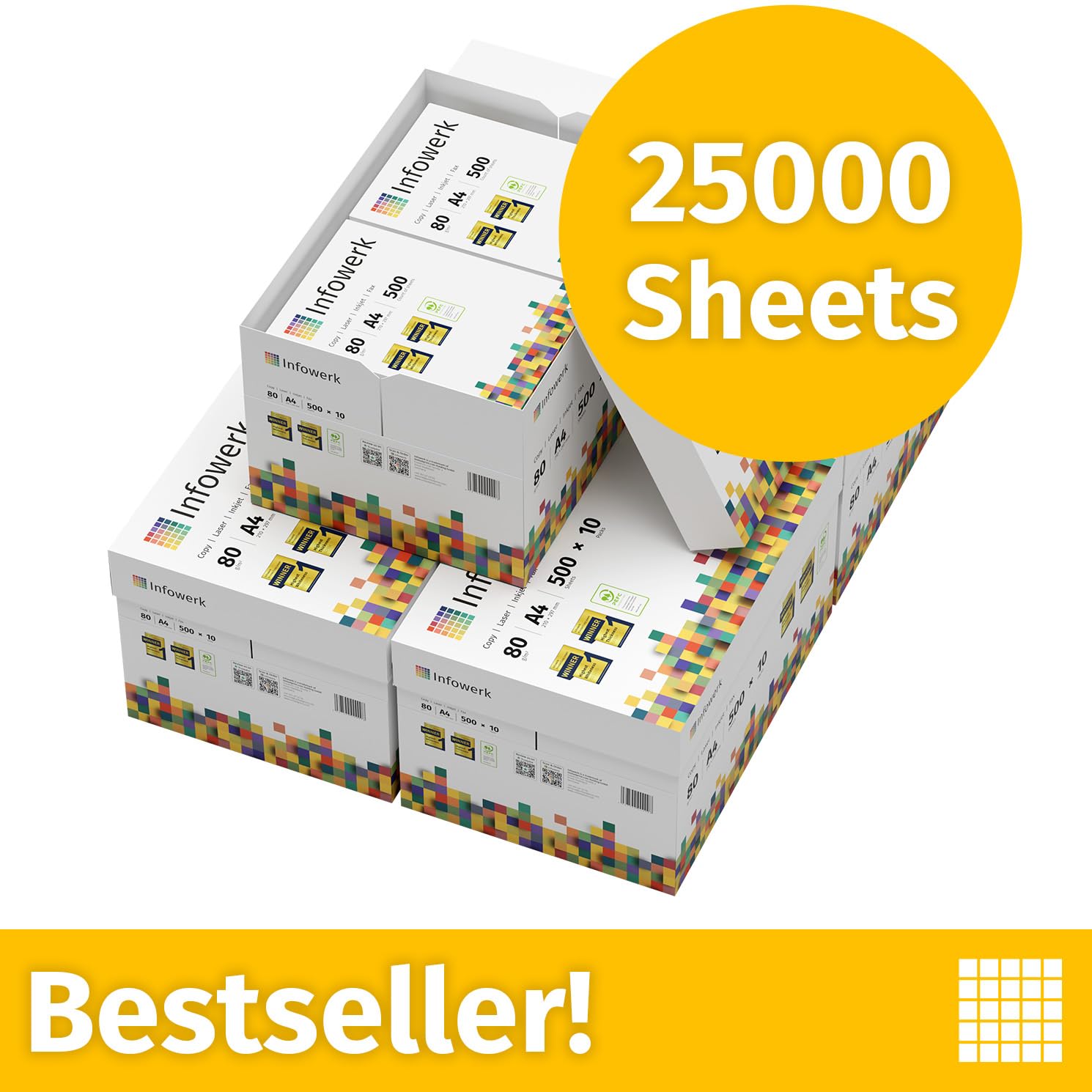 Druckerpapier Kopierpapier 25000 Blatt 50 x 500 A4 80g Premium Hochweiß CIE 160 PEFC zertifiziert