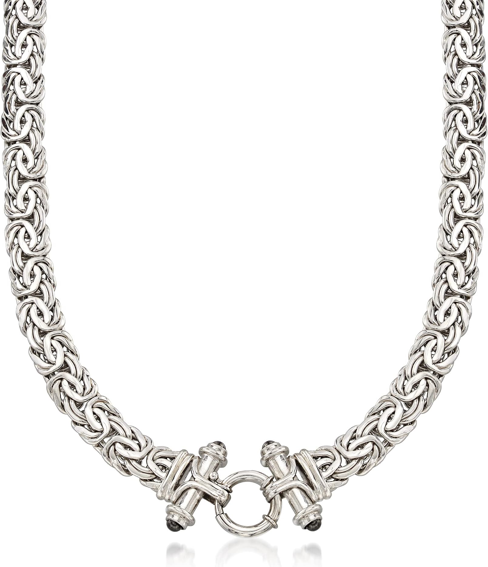 Ross-Simons Sterling Silver Byzantine Necklace With Black Onyx