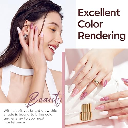 Vista 12 de modelones Juego de gel de uñas de poli, 6 colores nude, rosa, marrón, colección diaria, juego de gel de extensión de polietileno, manicura, diseño