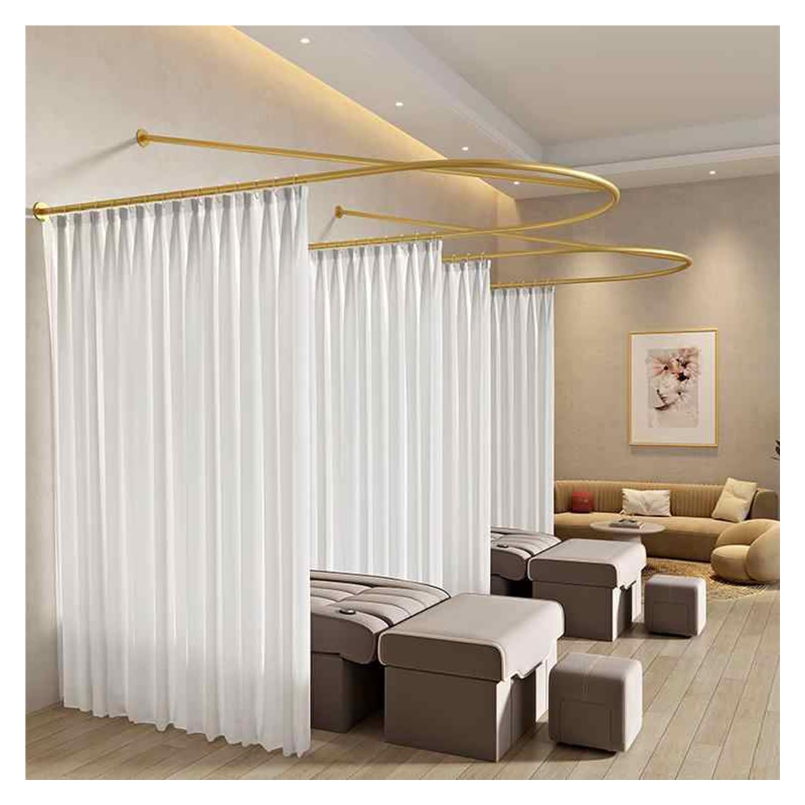 WQPMNYG d Salon Partition Curtain Rod WallMounted Privacy Solution for Beauty Salons Clinics & Shared SpacesEnhance Confidentiality & Style