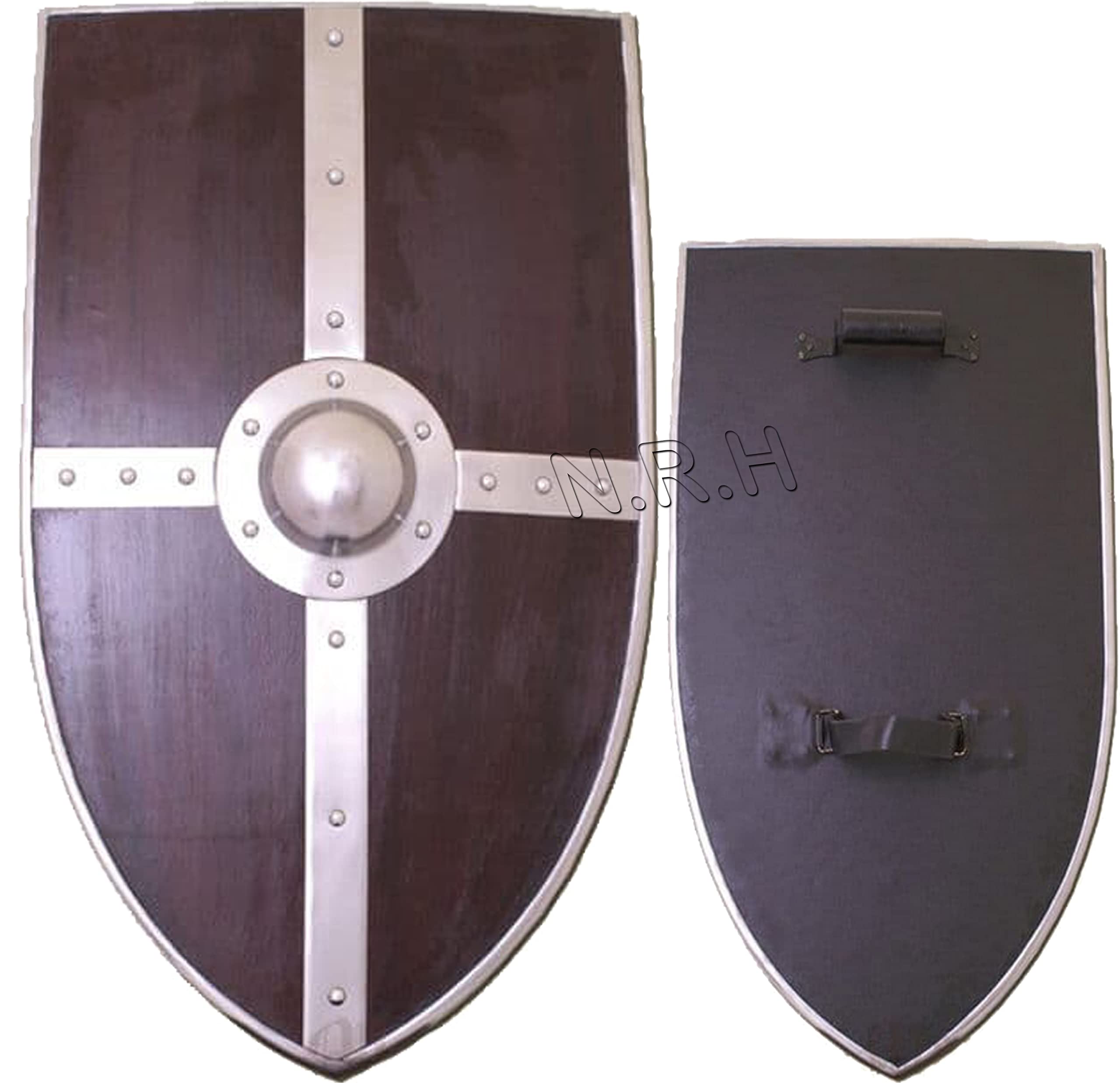 Scudo Vichingo Medievale Legno Scudo Templare Larp Riproduzione Cosplay Colore Marrone