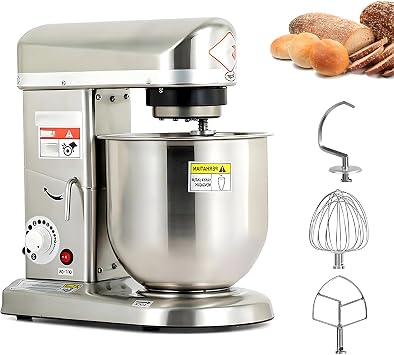 3 Speed Dough Mixer, 5L/7L/10L Commercial Food Mixer, 500W Electric Stand Mixer Heavy Duty Food Mixer, with Stainless Steel Bowl, Dough Hook, Whisk, Beater, for Bakery Pizzeria 5L