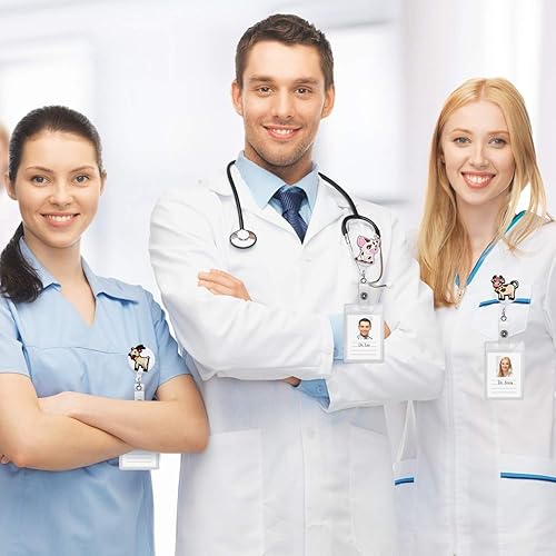 Miniatura 5 de 6 piezas lindo carrete retráctil para tarjetas de identificación con clip para enfermera, enfermería, estudiante, médico, asistente médico,