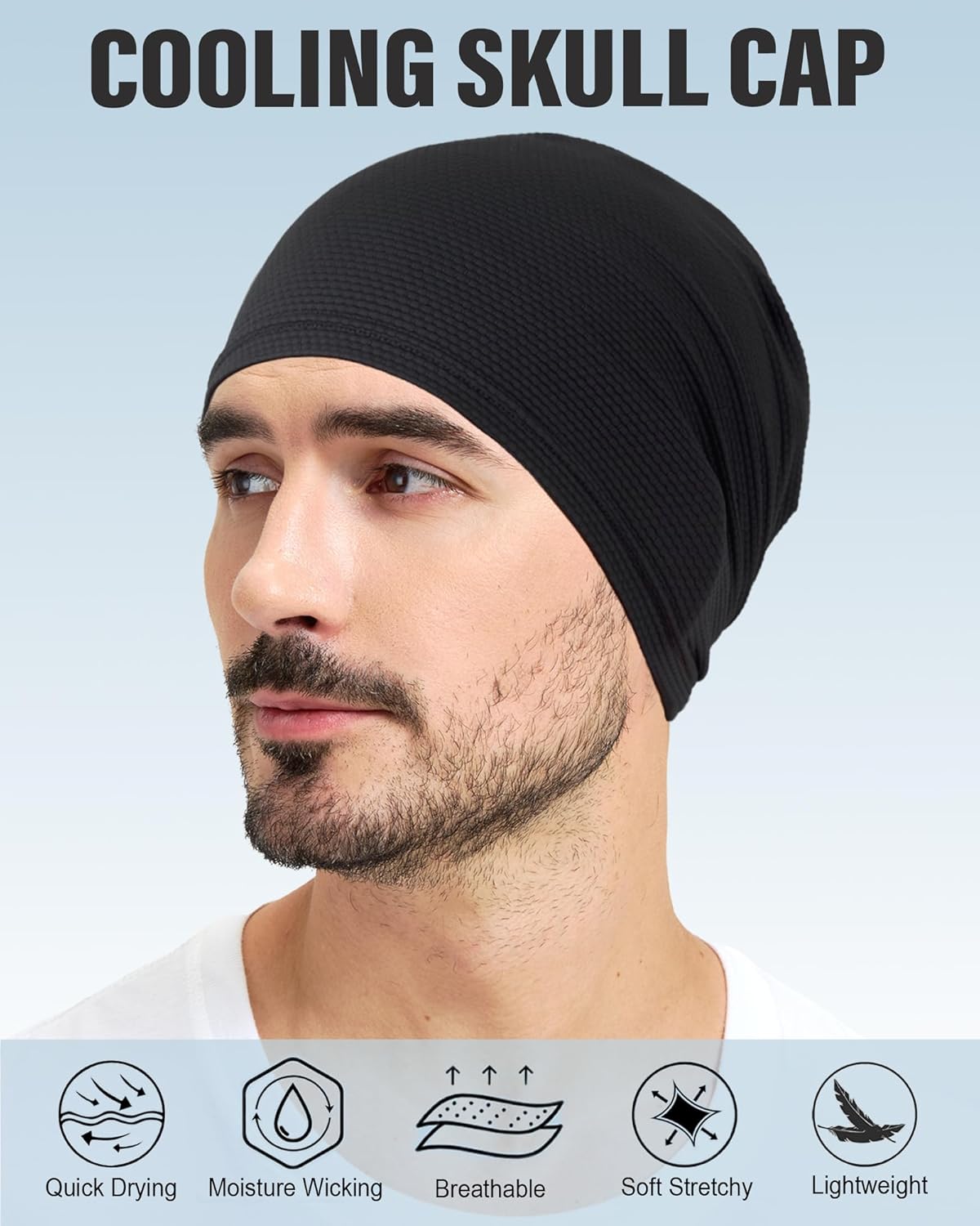 ROYBENS Cooling Skull Cap for Men Women, Breathable Cycling Running Skull Caps for Sports, 3D Mesh Under Helmet Beanie Summer - Image 2