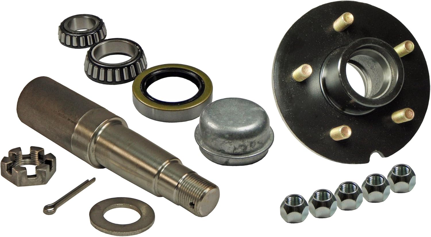 Single - 5-Bolt on 5 Inch Hub Assembly (RD-350055) Includes (1) 1-3/8 Inch To 1-1/16 Inch Tapered Spindle & Bearings