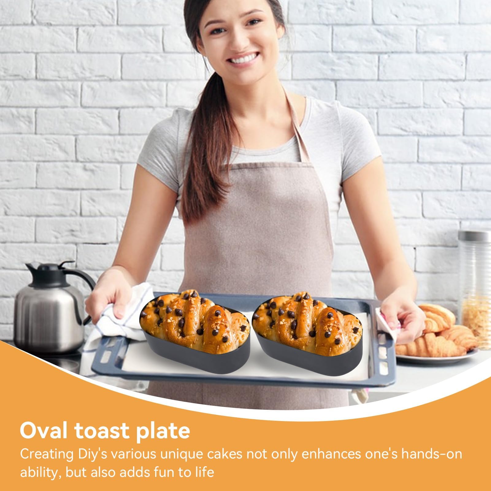 2PCS Oval Toast Loaf Pan, Oval Shape Cheese Cake Pan Nonstick Cake Mold Baking Tray Aluminum Alloy DIY Bread Loaf Mold Japanese Bread Flan Pans Baking Pan