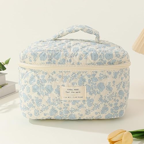 Miniatura 9 de Juoxeepy Bolsa de maquillaje acolchada de algodón floral, bolsa de cosméticos Jolly House Neceser Coquette Estético Bolsa de maquillaje Cosméticos,