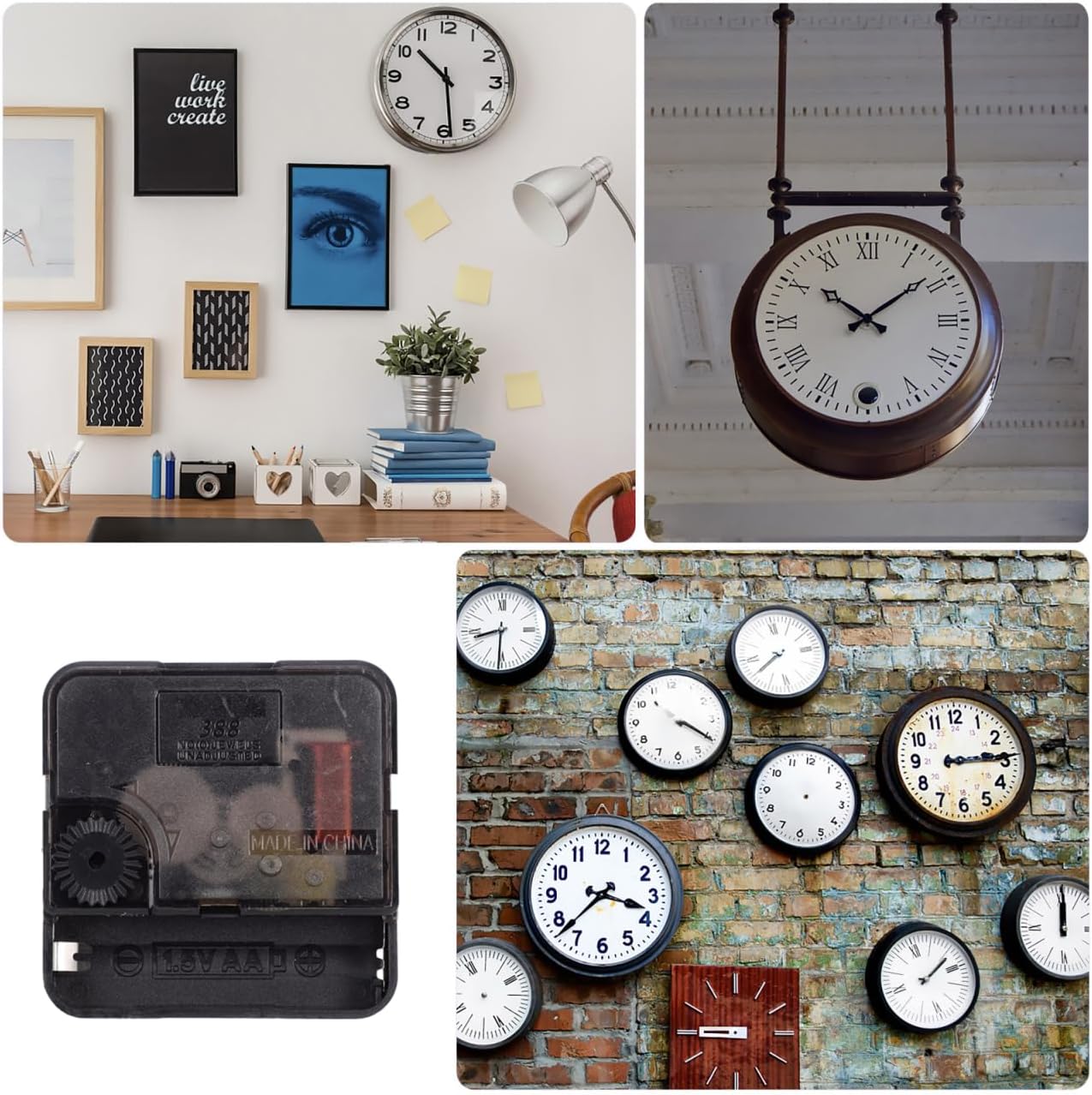 Healifty Mute Second Quartz Clock Movement Replacement Silent Wall Clock Mechanism DIY Repair Compact 2.16 Inch Core for Frameless 3D Clocks