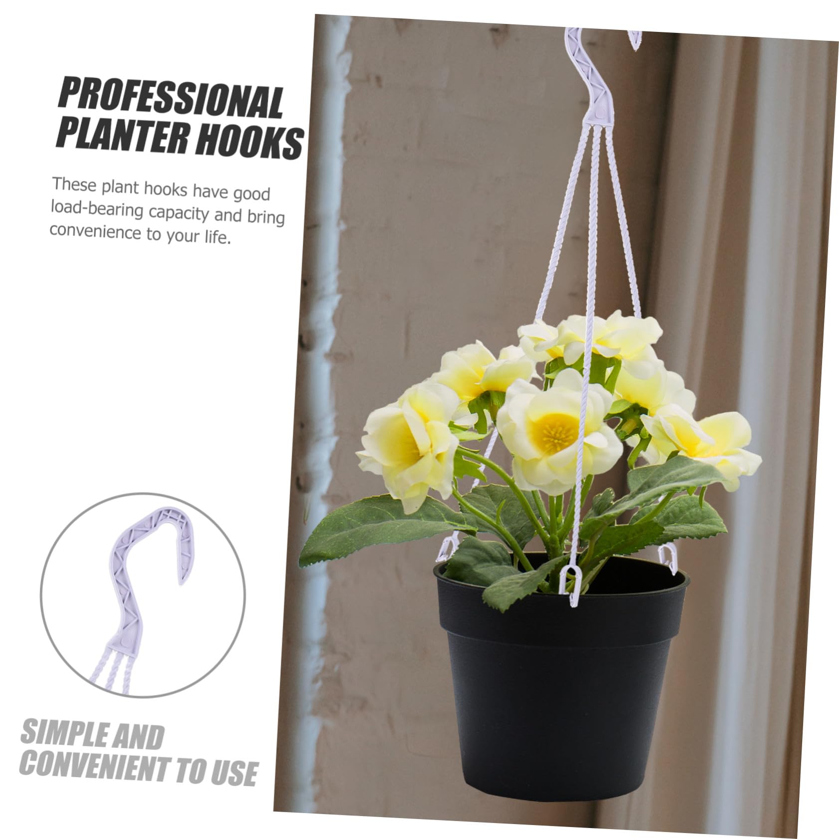Crochets Suspendre Plastique Blanc pour Pots de Fleurs 50pcs