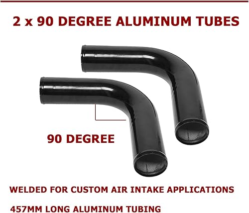 Miniatura 4 de Kit de intercooler universal de 28 x 7 x 2.5 pulgadas con intercooler + 8 tubos doblados de 2.5 pulgadas + 6 acopladores rectos + 2 acopladores de