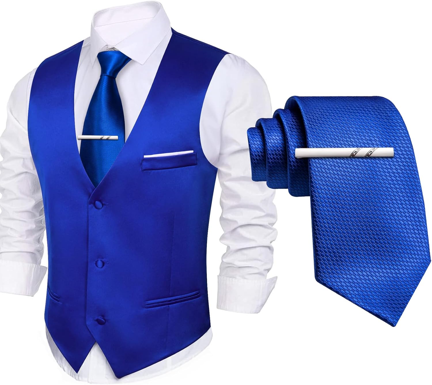 Amazon Barry.Wang Men s Royal Blue Suit Vest Business Formal Dress Necktie Waistcoat Vest
