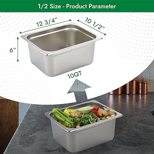 Miniatura 114 de HECMAC Paquete de 6 tapas de sartén de hotel de tamaño completo, acero inoxidable, tapa de sartén de alimentos con asa, calibre 23