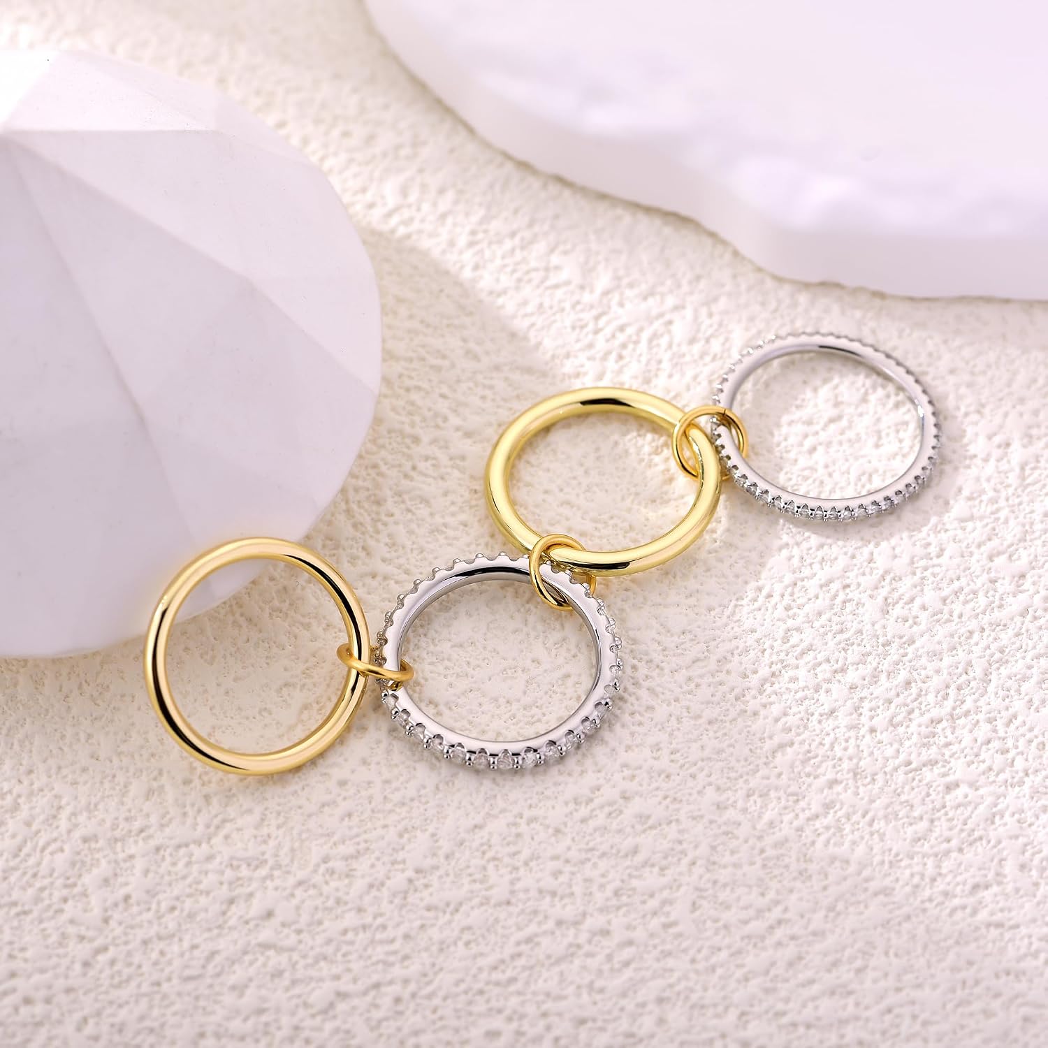14K Gold Plated Interlocked Stackable Rings - Image 3