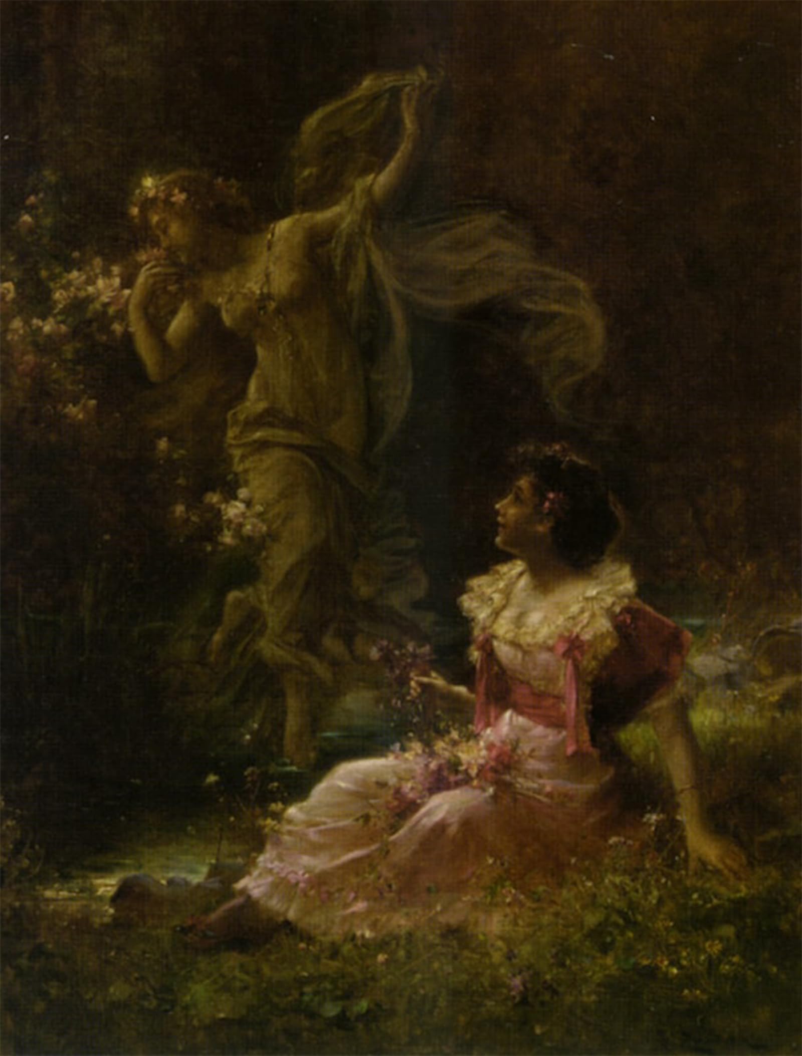 SERENDIPITP Retro Picture Poster Wall Art Pictures Painting the Daydream of Demeter by Hans Zatzka Wall Art Canvas Print for Wall Decor 60x90cm